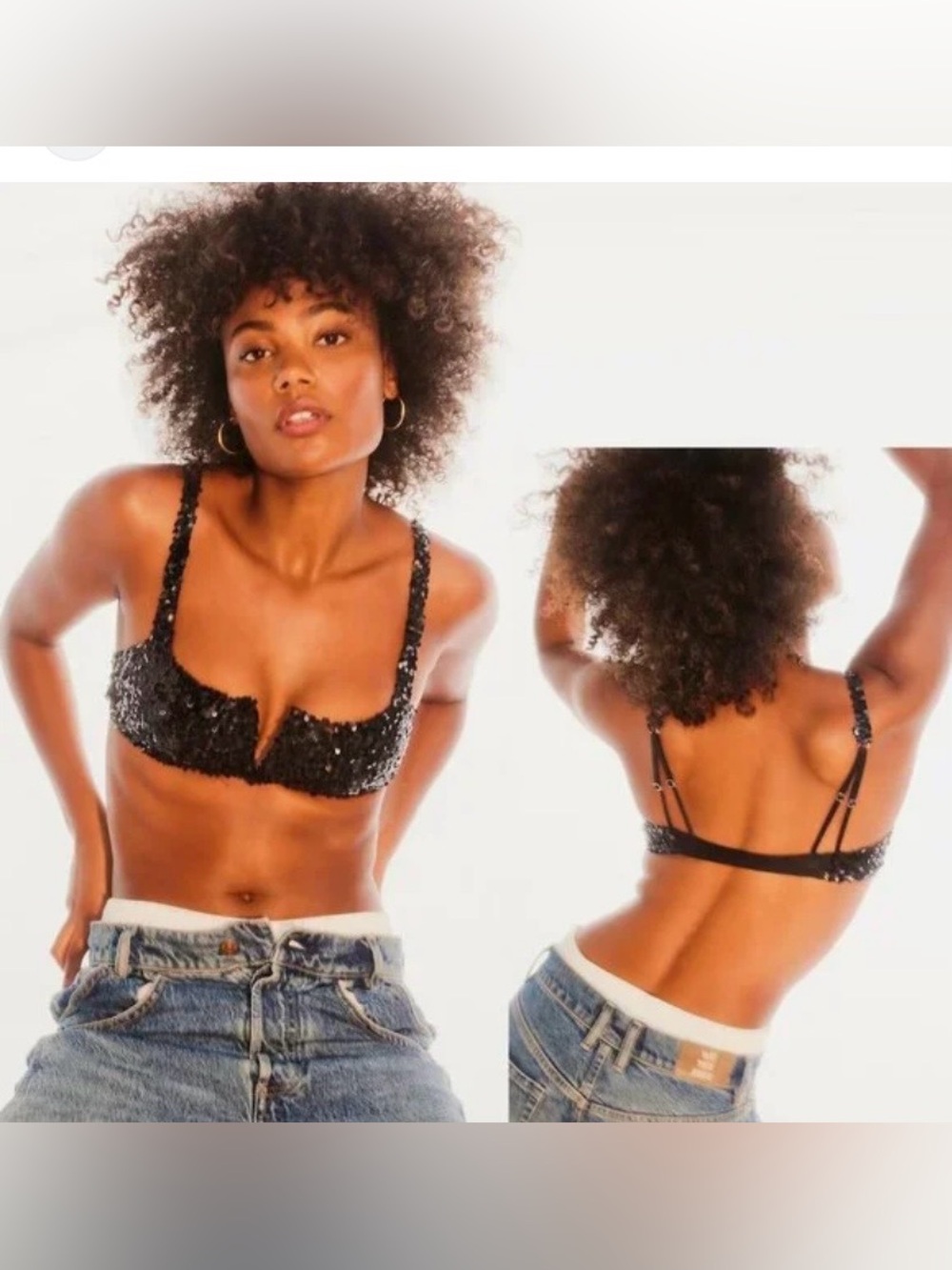 Free people Sequin Bralette Top in Black